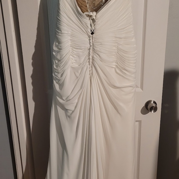 Maggie Sottero White Ruched Asymmetrical Bridal Gown